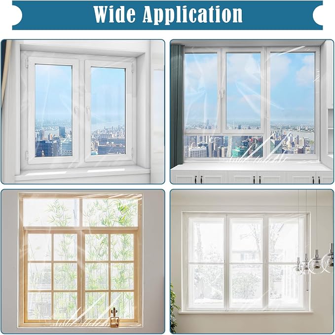 Window Insulation Kit for Winter, 63×394" Window Plastic for Winterizing Kit | - Image 7