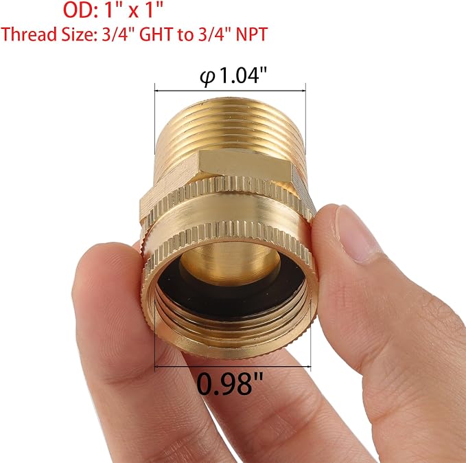 Garden Hose Adapter, 3/4" NPT Male X 3/4" GHT Female Connector | Dual Swivel - Image 3