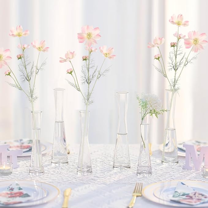 6PCS Cosmos Silk Flowers 24'' Fake Wild Flowers Light Pink Daisy Flowers - Image 4