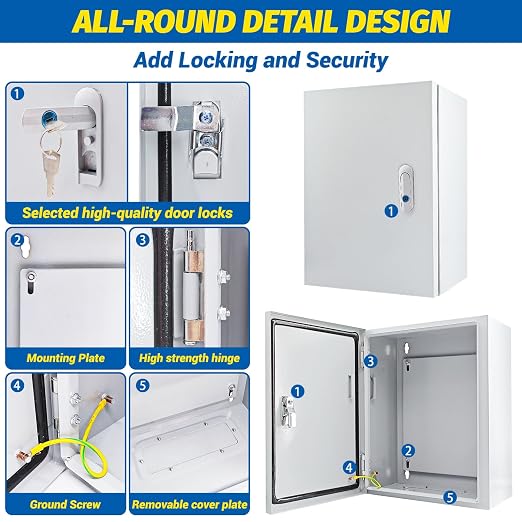 Electrical Box 16 x 12 x 8'' Steel Electrical Junction Box，NEMA 4X Steel - Image 4