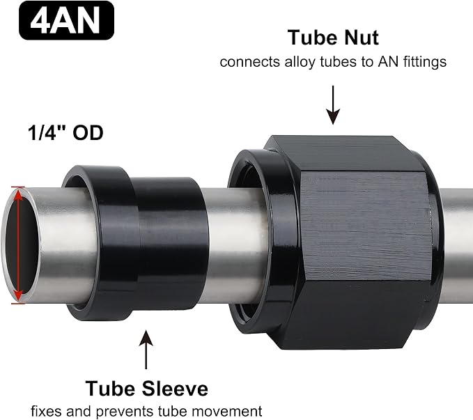 EVIL ENERGY 4AN Female Hardline Tube Nut & Sleeve Aluminum Fitting - Image 4