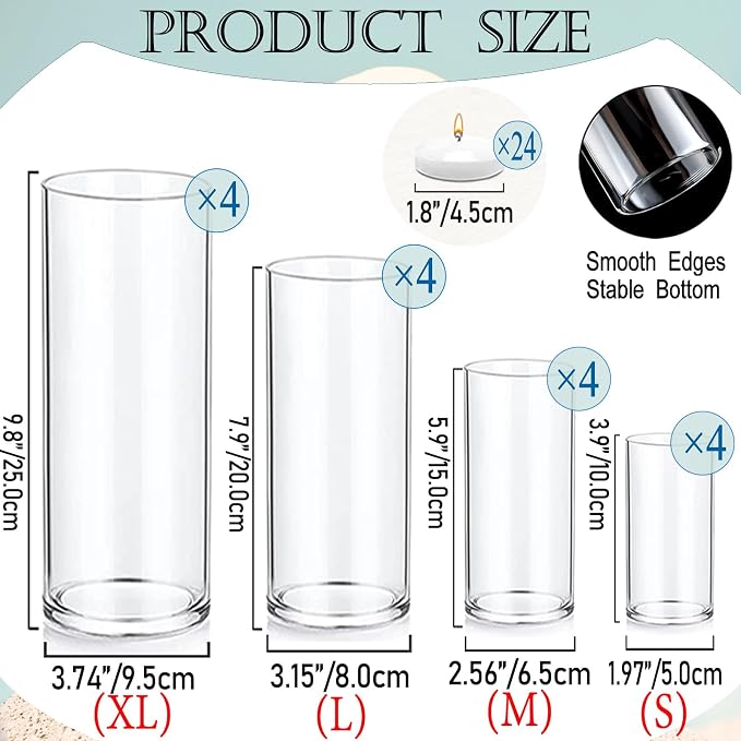 Set of 16 Pcs Glass Cylinder Vases - Image 3