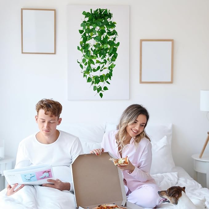 Freyalife Fake Hanging Plants for Room Decor, Artificial Ivy vines Greenery - Image 4