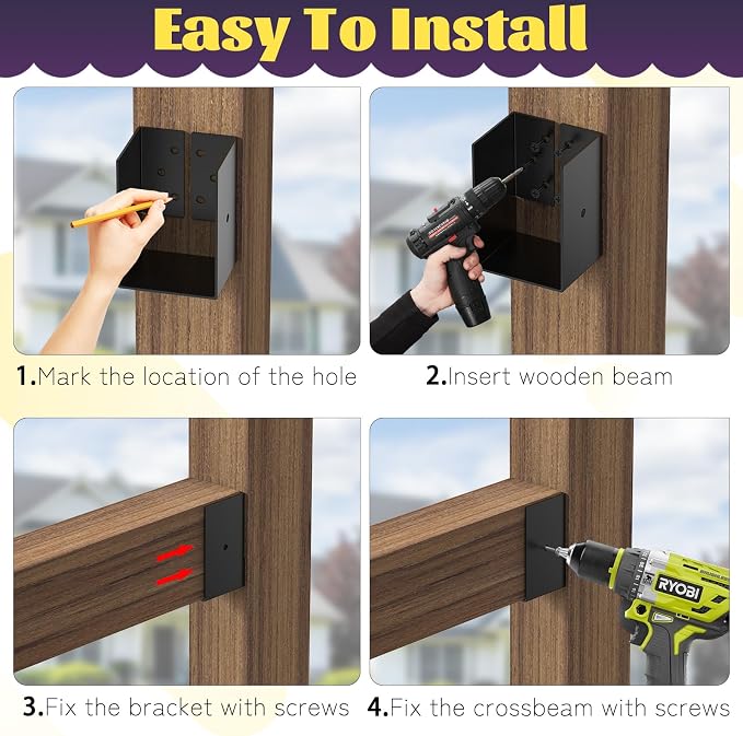 4 Pack 4"x6" Concealed Joist Hanger Bracket - Image 3