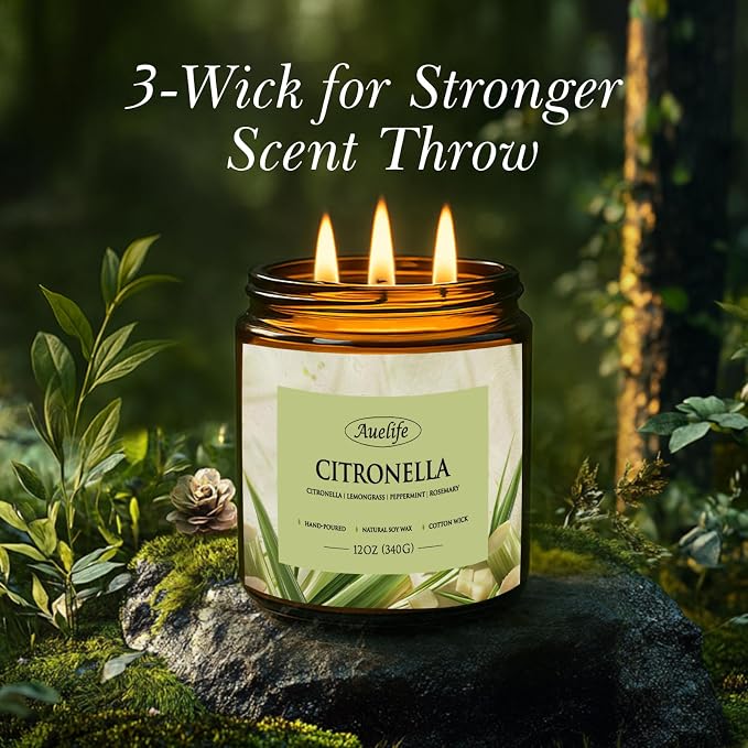 Scented Candles, 12oz Large 3-Wick Candle - Image 3