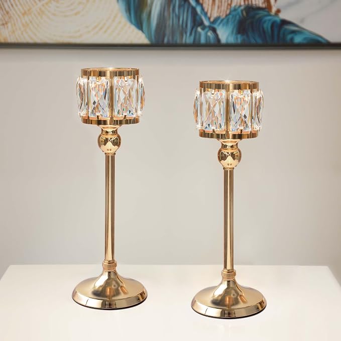 2 Piece Crystal Bowl Tealight Candelabra Votive Candle Stands, Wedding by KOLNLALA