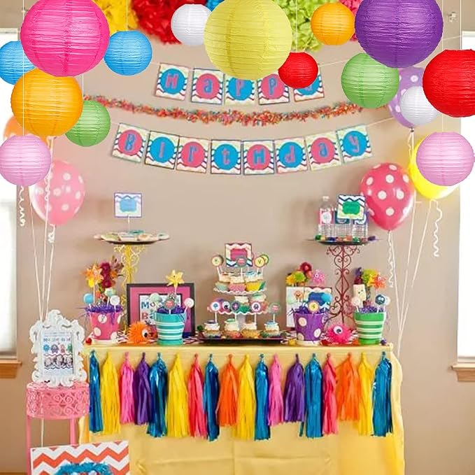 Paper Lanterns Decorative, Round Hanging Paper Lanterns - Image 4