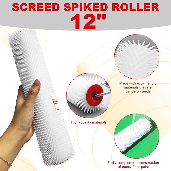 12 Inch Latex Floor Self Leveling Screed Spiked Roller 2 Pcs - Image 4