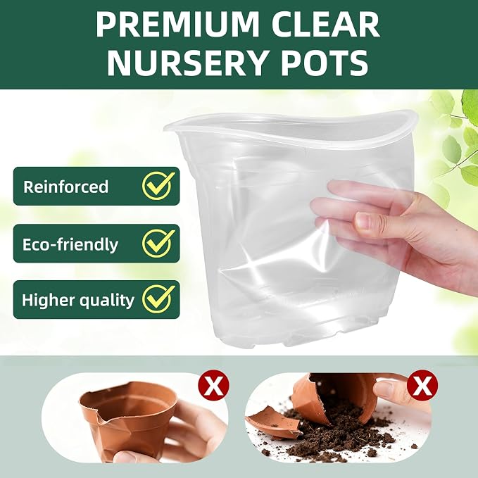40 Pack10 & 8 Inch Large Clear Nursery Pots - Image 4