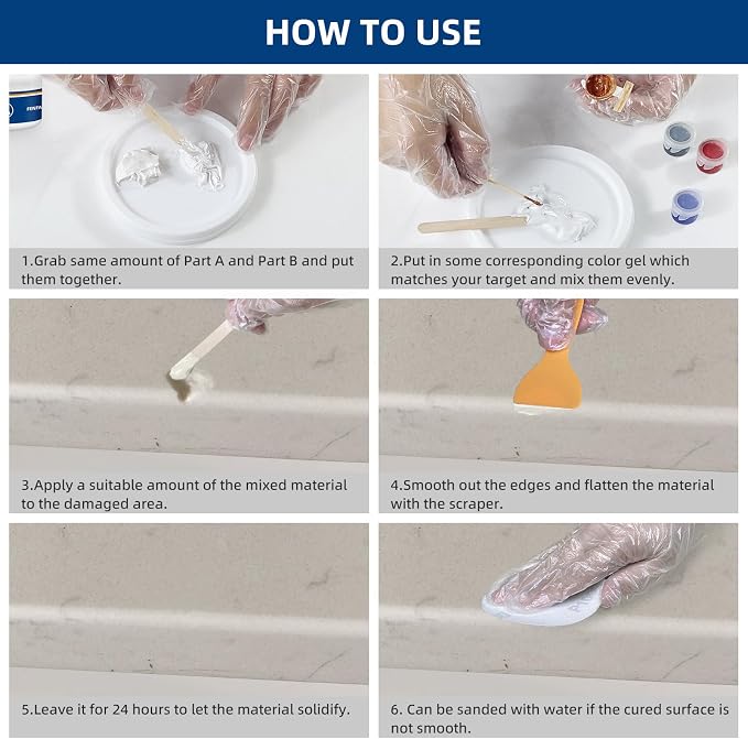 Marble and Granite Repair kit, Quartz Countertops Repair kit | Porcelain Repair - Image 5