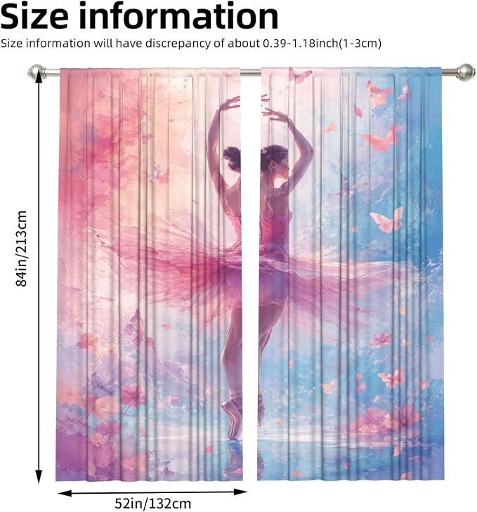 Dreamy Watercolor Flower Window Curtains 2 Panels Set, 52 X 84 Inch Polyester - Image 3