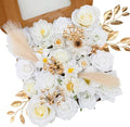 Artificial Flowers Combo Pure White Flowers Mix Silk Flowers Fake Roses by FloweroyalCrafts