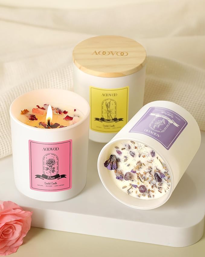 AOOVOO Rose/Vanilla/Eucalyptus/Lavender Scented Candles - Image 4