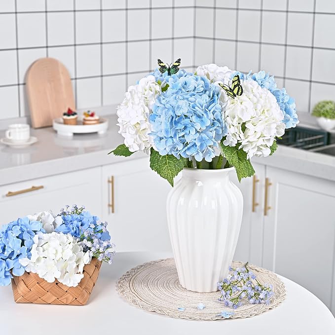 21" Real Touch Blue Hydrangea Artificial Flowers - Image 5