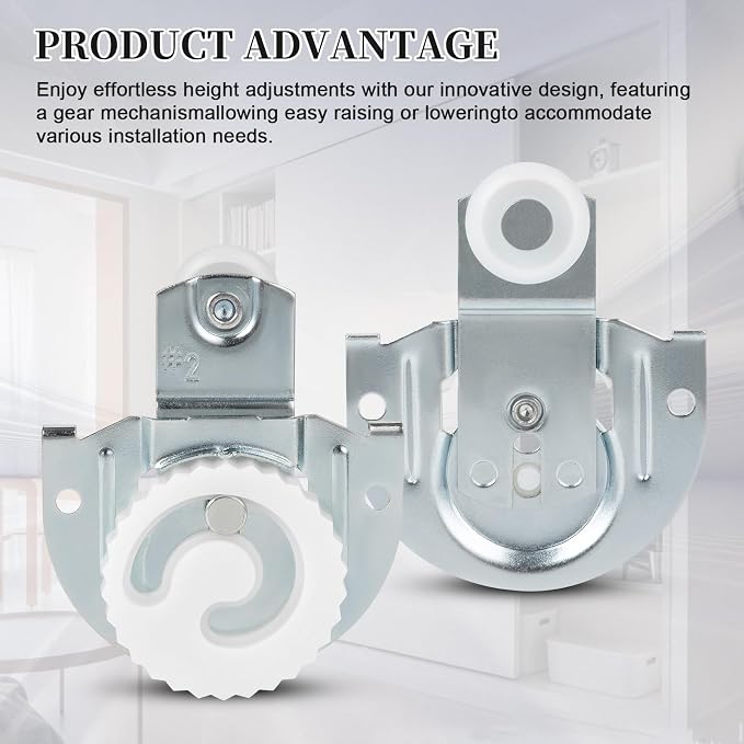 Sliding Closet Door Hardware Set, 4 Pack Sliding Wardrobe Door Hardware Roller - Image 3