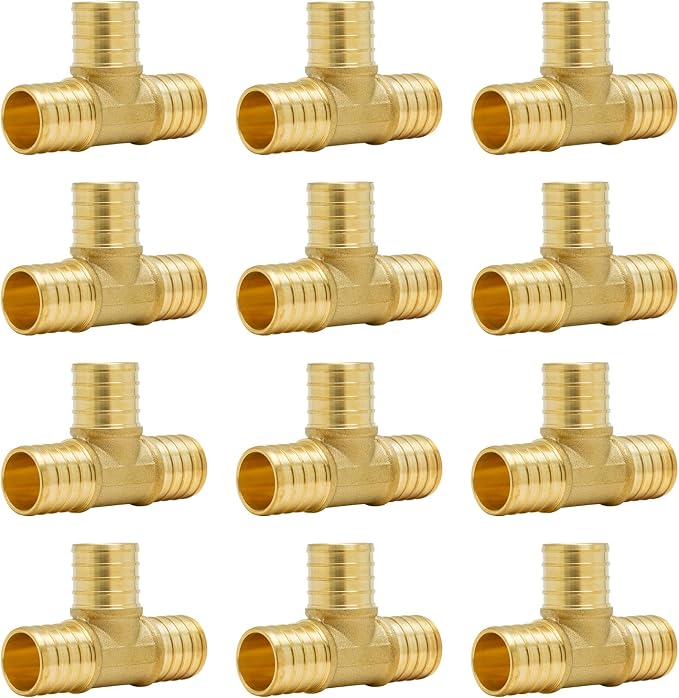 12-Pack 1 Inch PEX Tee Fittings | Brass by SUNGATOR