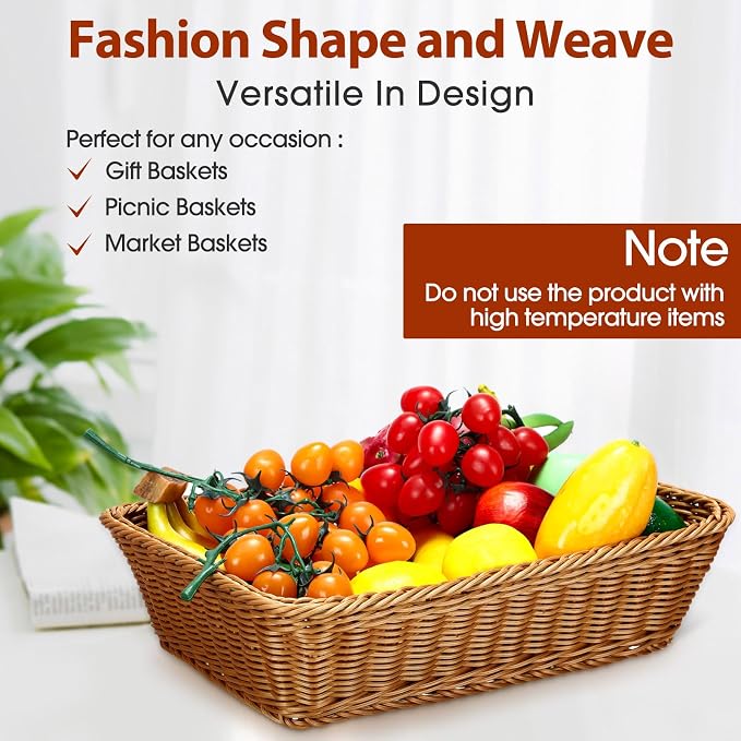 Eccliy 6 Pack Wicker Bread Baskets Woven Serving Basket, 15.8 Inch | Poly - Image 6