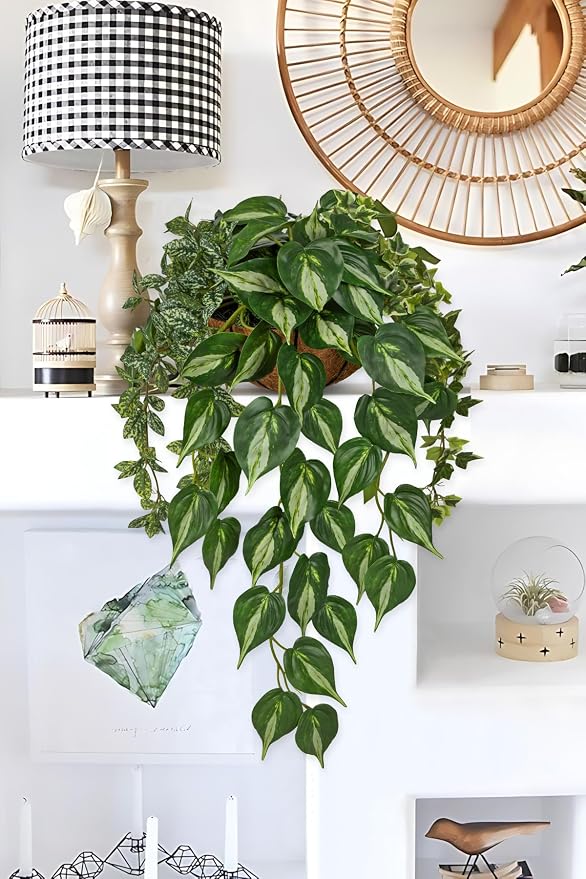 Fake Hanging Plant with Pot, Large Hanging Artificial Plants with Basket & - Image 7