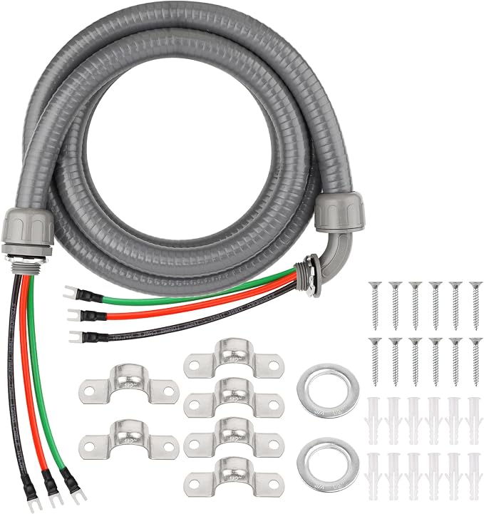 10FT Non-Metallic Liquid-Tight Conduit Kit, 1/2" Pre-Wired Electrical Whip by XRDS-RF