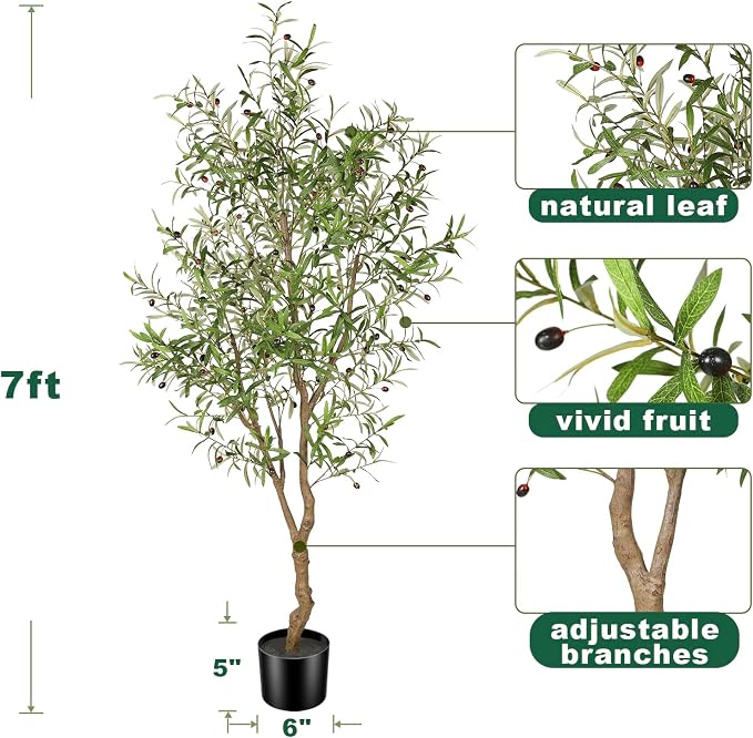 FEELEAD 7ft Faux Olive Tree - Image 3
