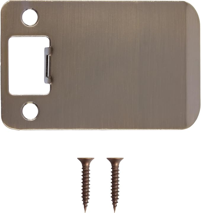 Round Corner Extended Lip Strike Plate, 2-1/4" x 3", Antique Brass - Image 2