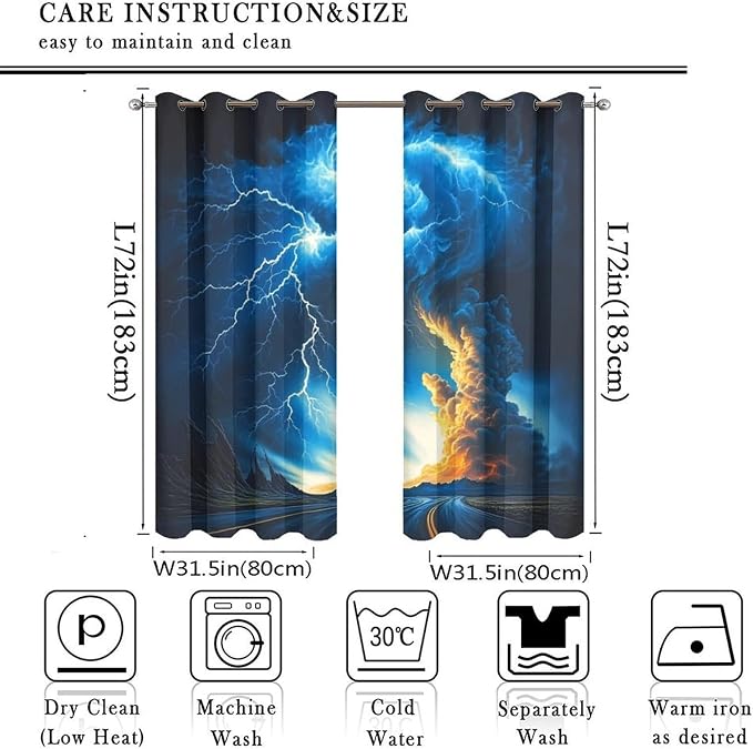 Horror Tornado Clouds Blackout Curtains - Image 2