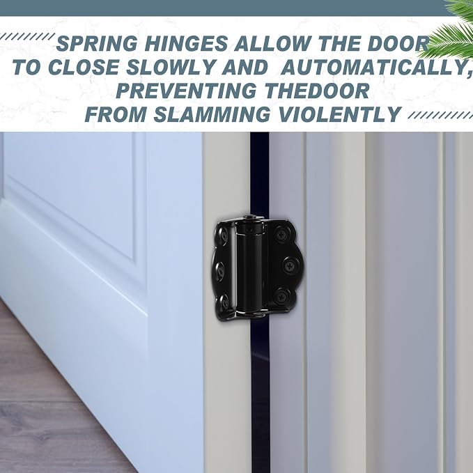 Zonon 6 Pack Black Self Closing Screen Door Hinge 2 3/4" Heavy Duty Steel - Image 5