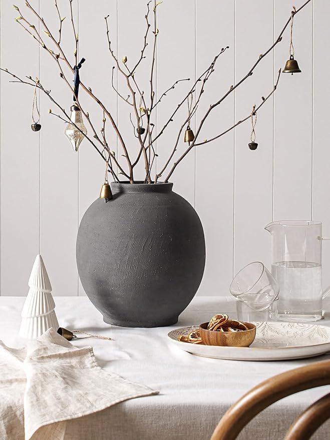 Ceramic Rustic Vase, 10.8 Inch Farmhouse Minimalist Tall Flower Vase - Image 2