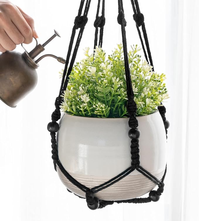 Mkono 3 Pack Macrame Plant Hangers Hanging Planters - Image 5