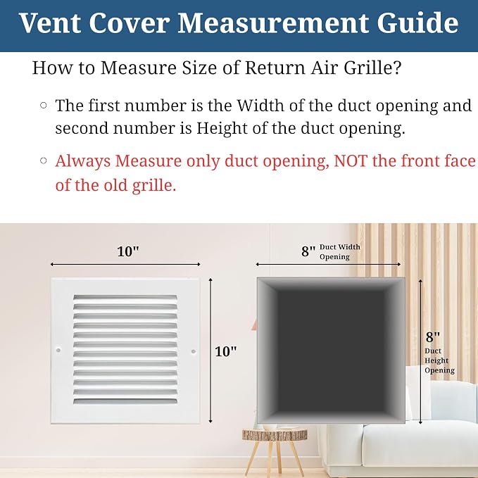Fits 8x8 Duct Opening | Steel Return Air Grille by Sierra Grates | Vent Cover - Image 2