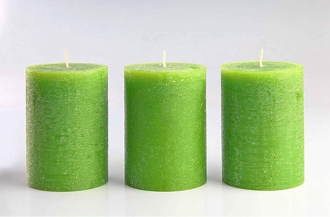 Set of 3 Pillar Candles 3" x 4" Unscented Handpoured Weddings, Home Decoration - Image 3