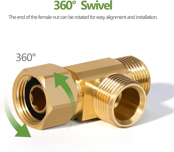 Lead-Free Brass 2 PCS 3/8 x 1/4" Angle Stop Add-A-Tee Compression Tee Valve | - Image 5