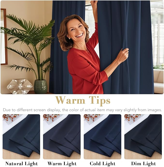 H.VERSAILTEX Back Tab Navy Blackout Curtains 102 Inch Long - Image 6