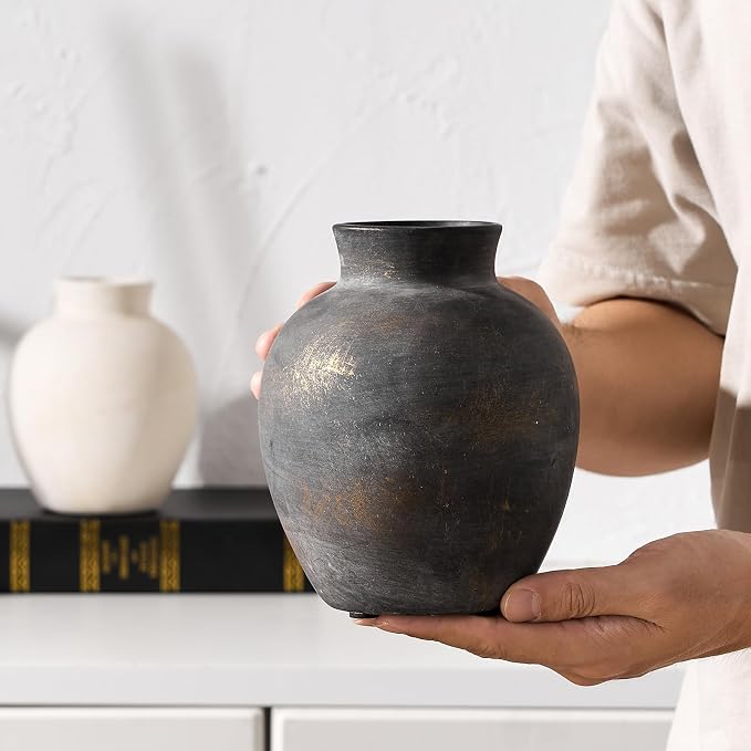 SIDUCAL Ceramic Decorative Flower Vase | 6 Inch Pottery Rustic Farmhouse | Boho - Image 3