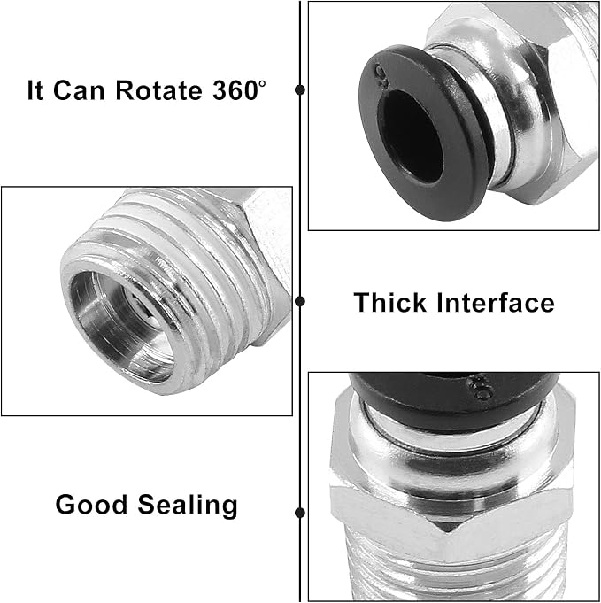 10Pcs 6mm Push Connect 1/4 NPT Male Straight Pneumatic Fitting | Pure Copper - Image 3