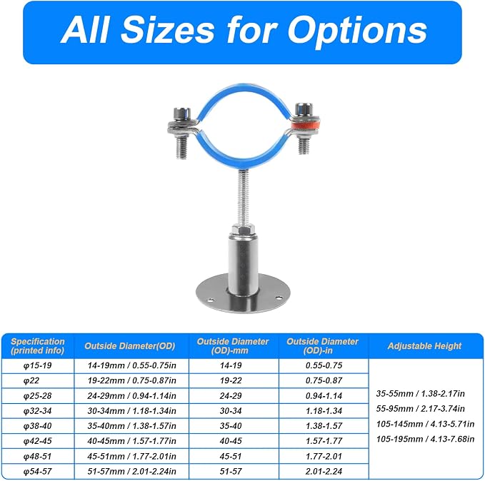 8PCS 304 Stainless Steel Wall Mount Ceiling Mount Pipe Supports, Suitable - Image 4