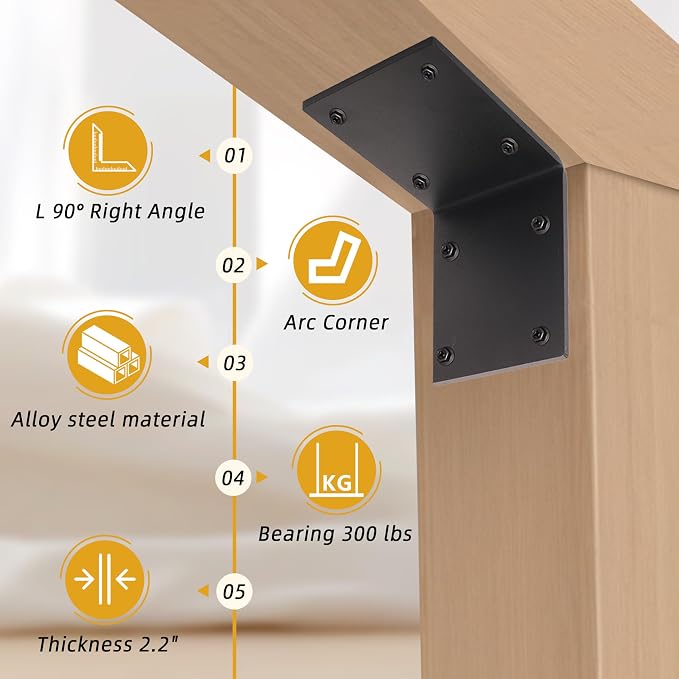 2-Pack L Right Angle Bracket 6" x 6" x 5" Heavy Duty Steel Corner Bracket | - Image 3