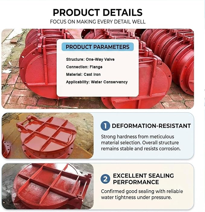 Heavy Duty Drain Check Valve Flange Flap Gate | Grivity Closure System | - Image 3