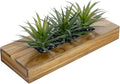 MyGift 15 Inch Artificial Green Grass Plant Acacia Wood Planter | Realistic by MyGiftHome