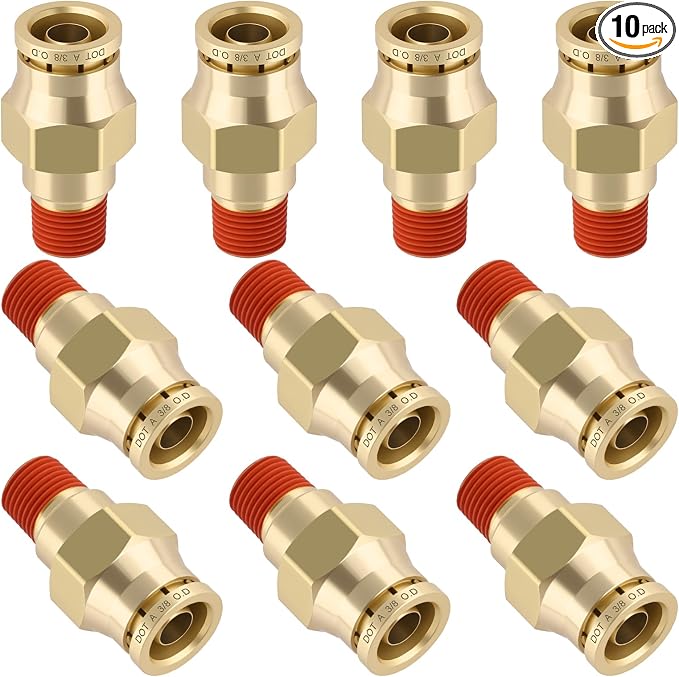 DOT Approved Male Straight Brass Union 3/8" Tube x 1/8" NPT, Quick Connect Union by BOERAY
