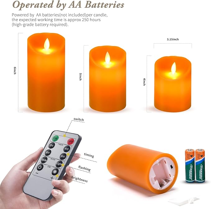 AKU TONPA Real Wax Flickering Flameless Candles Battery Operated LED Fake - Image 3