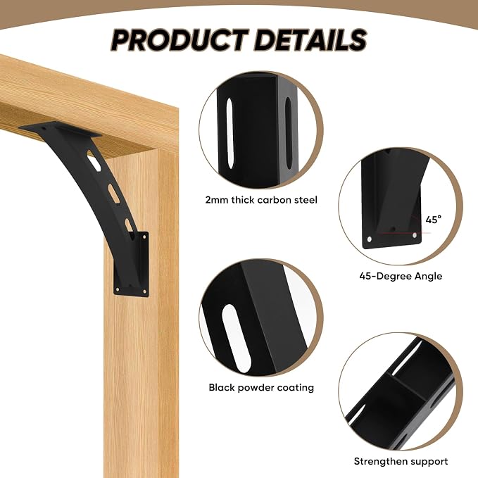 2 Pcs 45 Degree Angle Support Brackets - Image 4