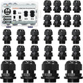 24 Pcs 1/4" 3/8" 1/2" 3/4" 1" NPT Kit Black Adjustable Cable Glands by Wocloer