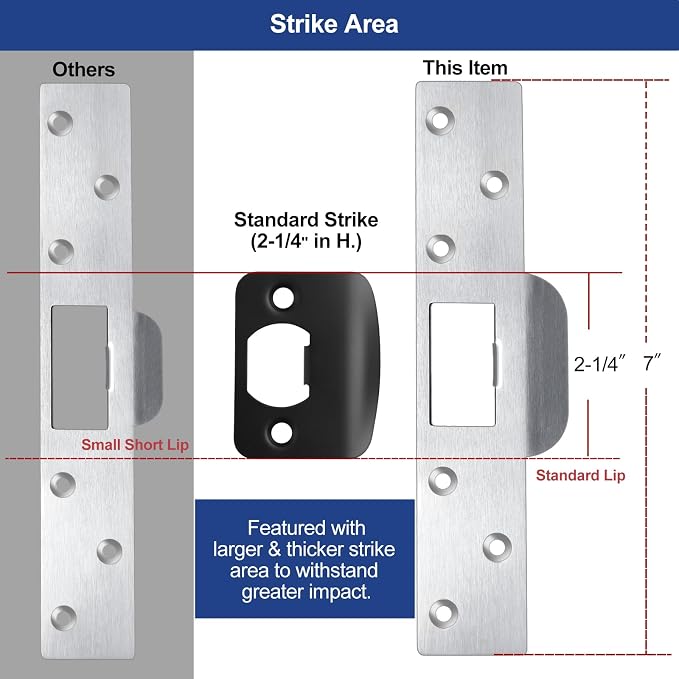 Extra-Long Door Strike Plate, Extended Length/Height - Image 4
