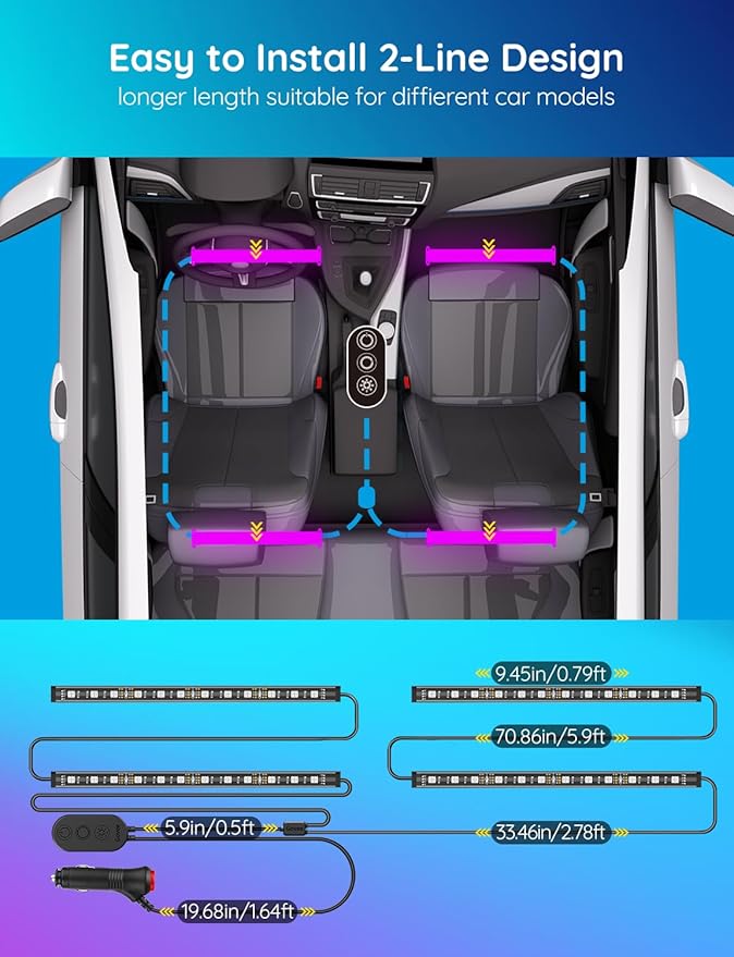 Govee Car LED Lights, RGB Smart Car Interior Lights, App Control | DIY Mode and - Image 5