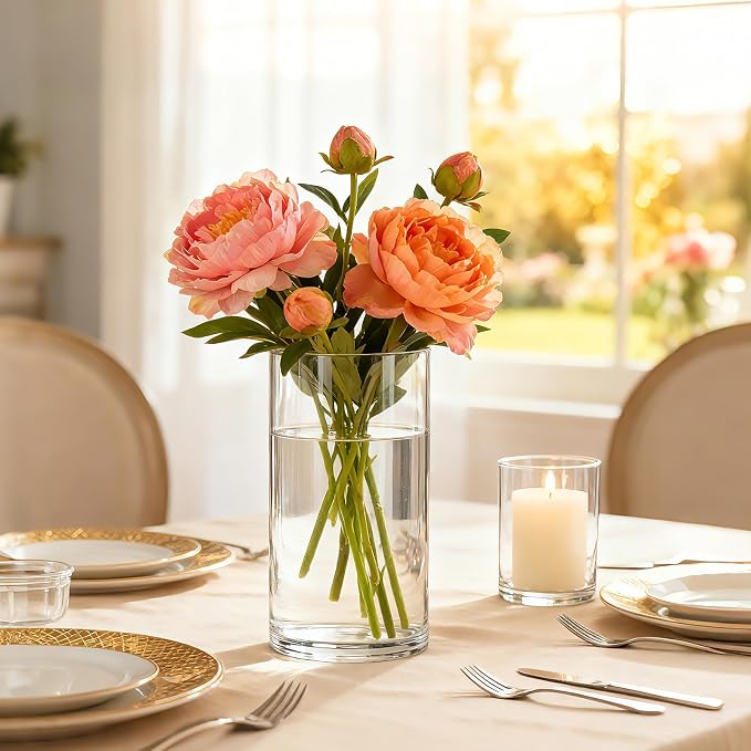 12pcs Thick Glass Cylinder Vase, 6 Inch Clear Glass Flower Vases | Floating - Image 5