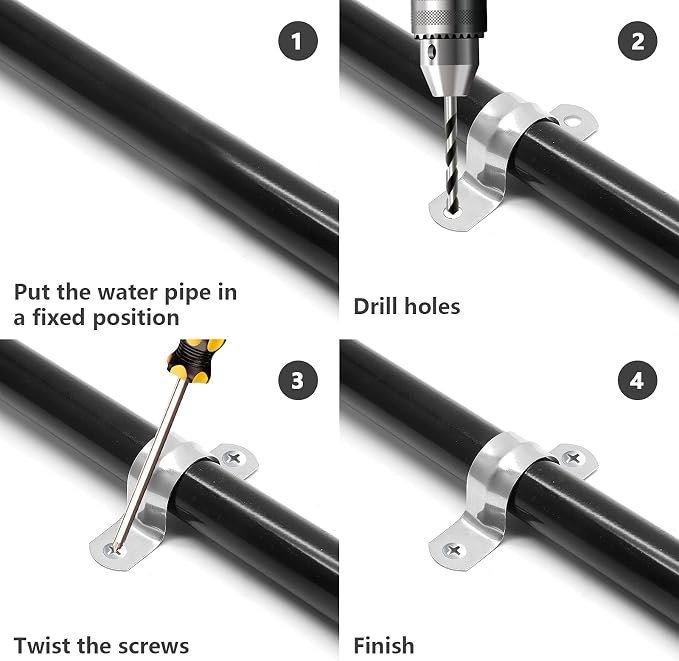 20Pcs 5/8 Inch Stainless Steel Conduit Clamps | Two Hole Strap, U Bracket Rigid - Image 5