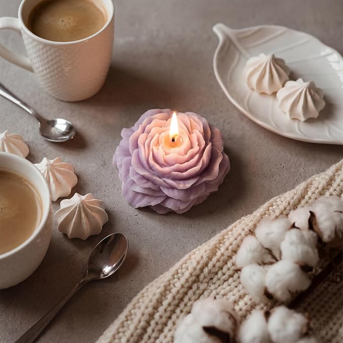 Roowest 3 Pcs Rose Flower Shaped Candles Soy Wax Handmade, Decorative - Image 7