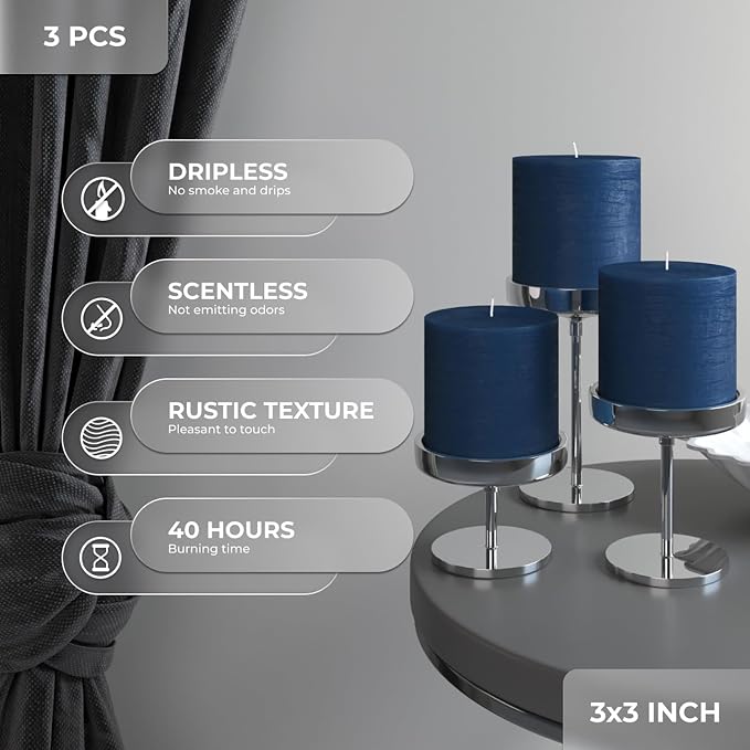 3x3 Pillar Candles Set of 3 - Image 2