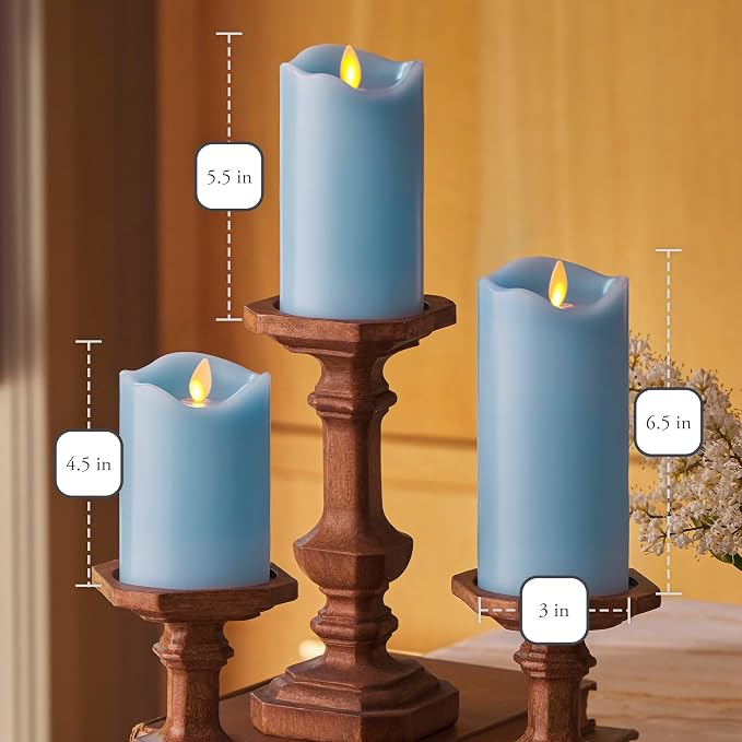 Co. Set of 3 Flameless LED Flickering Battery Candle Moving Flame Pillar - Image 6